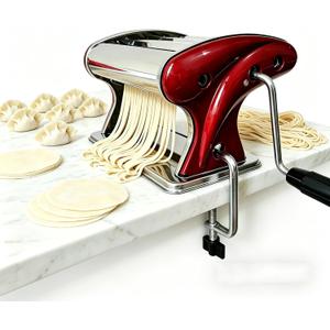 XINGYUEXUAN Pasta Maker Machine, Stainless Steel Manual Noodle Maker with 2mm & 4mm Cutters, Hand Crank for Homemade Spaghetti, Fettuccine, Lasagna & Dumpling