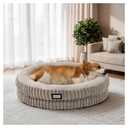 BALANCE Donut Dog Bed, 30 Inches Round Dog Bed Medium Size Dogs Washable, Orthopedic Calming Dogs Beds for Kitten, Fluffy Plush Faux Fur Pet Bed with Anti-Slip Bottom