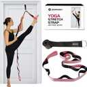 10-Loop Yoga Strap with Door Anchor  Stretch Strap for Flexibility, Deep Stretching, and Improved Balance  Perfect Yoga Accessory for All Fitness Levels (Pink)