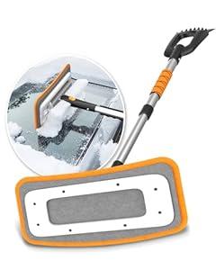 helloleiboo 2025 Extra Long 55.7" Ice Scrapers for Car Windshield Multi-Functional Detachable Car Ice Scraper with Foam Grip and 270 Pivoting Brush Head Snow Brush for SUV Truck Auto (Blue)