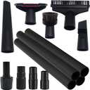 1.25 Inch Vacuum Brush Attachment Kit Compatible with Vacuum Cleaners Using 1-1/4'' Accessories - 1.25 Inch Shop Vac Accessories: Horse Hair Dust Brush, Vacuum Extension Wand and More (10 Pack)