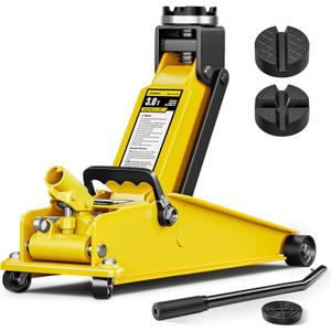 AUTOWN 3 Ton (6600 lbs) Floor Jack, Heavy Duty Steel Hydraulic Jack for Car, Low Profile Floor Jack with Rubber Pad, Quick Lift Car Jack with Lifting Range 7.1'' to 20.9'', Yellow