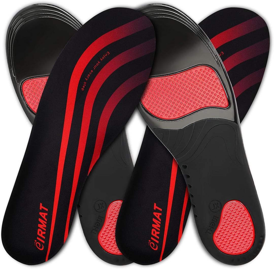 2 Pairs Plantar Fasciitis Insoles for Men: Arch Support Inserts with Shock Absorbing Gel - Orthotic Insoles for Flat Feet Relief & All-Day Walking Comfort(XS)