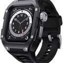 GELISHI Bands Compatible with Apple Watch Band 44mm Series 6, Men Rugged Case Protector Band Heavy Duty Stainless Metal Cover with Sports Strap Shockproof for Watch Series 6 SE 5 4, Black