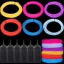 Meonum 6 Pack 16 FT EL Wire Neon Wire Light Wearable, LED Lights 360 DIY Cuttable Glowing Rope Light Battery Operated Neon Glowing String for Burning Man Halloween Costume Decoration (Bright Color)