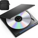 External cd/dvd drive for laptop, CD Burner Clamshell Portable Reader Writer Optical disk Drive, Dvd player for Laptop +/-RW usb 3.0 with Carrying Case, External dvd drive for PC Windows Linux Mac