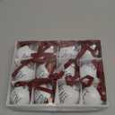 Christmas Decoration, 2.4 Inch 12PCS Farmhouse White Christmas Ornament with Buffalo Plaid Bows, Christmas Tree Decor, Set