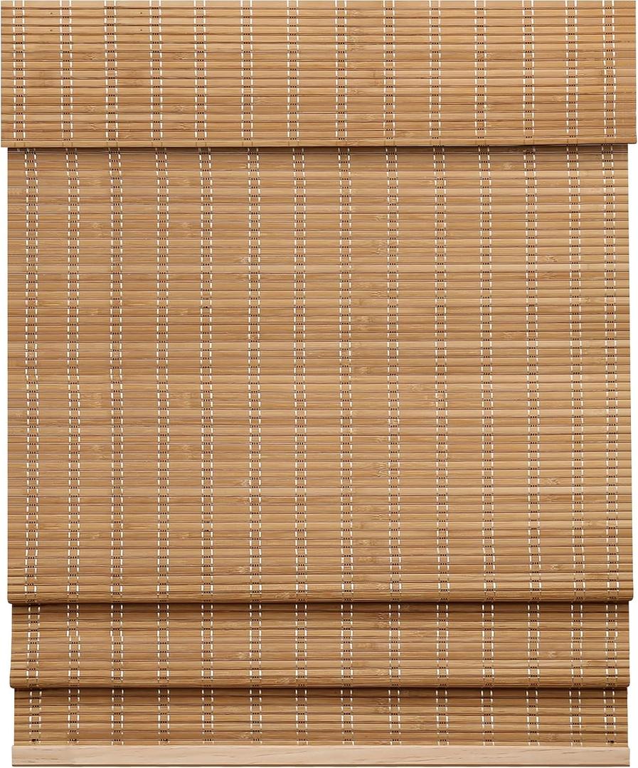 LazBlinds Cordless Bamboo Roman Shades, Light Filtering Window Treatment, Roll Up Bamboo Blinds for Windows, 23'' W x 60'' H