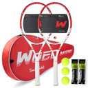 Pro Tennis Racket for Adults, 2 Player 27 inch Speed Tennis Racquet Acceptable for Beginner and Professional with 3 Tennis Balls, 2 Vibration Dampes, 2 Overgrips, Tennis Bag (Red)