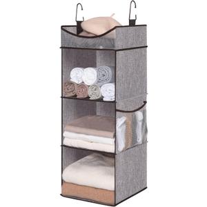 StorageWorks Hanging Closet Organizer, 3-Shelf Shelves with Top Shelf, 12" W x 12" D x 35 "H, Mixing of Brown and Gray (Grey)