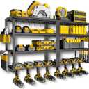 Power Tool Organizer, 15 Min Quick Assembly & Max 150lb load by Heavy Duty Metal, 4 shelves 8 Slots for Cordless Drill in Garage/Workshop/Pegboard/Shed Suitable for Father's Day (4 shelves 4 slots 2p)