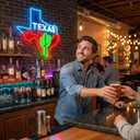 Texas Map Neon Signs for Wall Decor, Cactus LED Lights Signs Suitable for Bedroom Man Cave Bar Pub, Dimmable Art Wall Decorative Light Bar Sign
