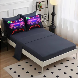 Wajade Gamer Comforter Sets 7 Piece Bedding Set for Boys Queen Size 3D Game Console Comforter with Sheets and 2 Pillowcases 2 Pillow Shames Bed in a Bag for Boys as Birthday Choice