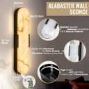 Alabaster Wall Sconces, 20 inch Natural Marble Black Wall Sconce Indoor Wall Lamp Modern Bathroom Alabaster Wall Lamp for Living Room, Bedroom, Porch, Dining Room, Stairway, 1PCS
