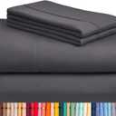 LuxClub 4 PC King Size Sheet Set Sheets Deep Pockets 18" Wrinkle Free Cooling Sheets Machine Washable Hotel Bedding Silky Soft - Dark Grey King