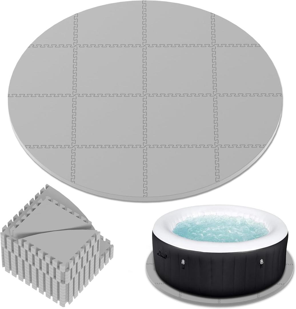 AFFLUENT 77" EVA Hot Tub Mat & Pad for Inflatable Tubs - 1/4" 6MM Thickened Non-Slip Outdoor/Indoor Protective Mat, Waterproof Durable Inflatable Hot Tub Accessories, Easy Clean (Gray) (0.25")