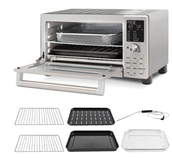 Nuwave Bravo XL Air Fryer Toaster Smart Oven, 12-in-1 Countertop Grill/Griddle Combo, 30-Qt XL Capacity, 50F-500F adjustable in precise 5F increments, Integrated Smart Thermometer, Linear T Technology 