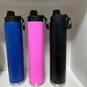 BENTO BOTTLE - Stainless Steel Vacuum Insulated Coffee & Water Bottle, Hot & Cold Beverages - Easy Drink Lid, 32 Fl Oz (900 mL) (Two 16 Fl Oz) Drink Compartments and Solid Storage Base (Black)