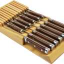 Bamboo Kitchen Drawer Knife Block, In drawer Knife Holder, Knife Drawer Organizer fit for 13 knives