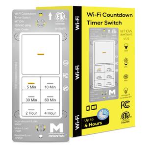 Minoston WiFi Timer Switch - Smart Countdown Timer, 5-15-30 Minutes/1-2-4 Hour, ON/OFF, Neutral Wire Needed, for Lights, Fans, Heaters, ETL Listed
