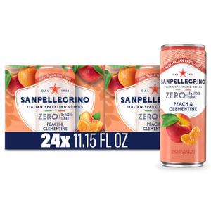 Sanpellegrino Zero Grams Added Sugar Italian Sparkling Drinks, Sparkling Peach Clementine Beverage, 11.15 Fl Oz (Pack of 24), BBD 05/2026