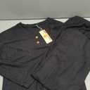 Dokotoo 2 Piece Lounge Sets for Women Ribbed Knit Button V Neck Long Sleeve Tops Matching Pants Pajamas Set 2025 Fall Outfits (Medium, Black)