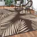 GENIMO Outdoor Rug 9' x 18' Waterproof for Patios Clearance, Reversible Outdoor Plastic Straw Camping Rug Carpet, Large Area Rugs Mats for RV, Camper, Deck, Balcony, Porch, Beach, Coffee&Beige