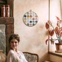 FUGWN Boho Fall Pumpkin Round Wall Art Decor Framed, Autumn Thanksgiving Canvas Artwork Prints, Retro Harvest Pumpkin Wall Hanging Decorations for Home Bedroom Living Room, 10x10 Inch