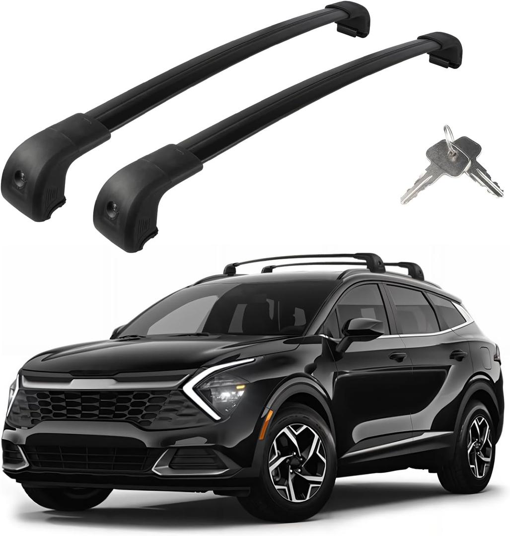 Roof Rack Cross Bars Compatible with Kia Sportage SX/EX & SX/EX Prestige 2023-2025, Adjustable Aluminum Heavy Duty 300 LBS Anti-Theft Lock Cargo Carrier Rooftop Crossbar for Bike, Snowboard, Luggage
