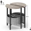 Small Round Side Table End Table, Tall Accent Table with Storage Basket, Set of 2 Half Round Tables Half Moon Tables, Coffee Bedside Tables, Modern Nightstand for Living Room Bedroom, Gray, 15.8''D x 15.8''W x 24.8''H