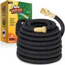Flexi Hose Lightweight Expandable Garden Hose, 100FT -Retractable Garden Hose, Water Hose - No-Kink Flexibility, 3/4 Inch Solid Brass Fittings and Double Latex Core
