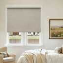 Blackout Roller Shades Cordless Blinds for Windows, Free-Stop Shades with Valance, Thermal Insulated Linen Fabric UV Protection Natural Woven Beige Blinds for Home and Office Oatmeal 42" W x 72" H