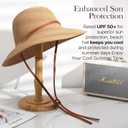 Womens Beach Sun Straw Hat, Wide Brim Sun Hat Travel Foldable Summer Wind Lanyard UPF 50+