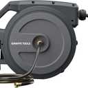 Giraffe Tools Heavy-Duty Wall-Mounted Hose Reel, 5/8" x 90 ft Retractable Hose with Automatic Rewind, 180 Swivel, Any-Length Lock & 9-Pattern Nozzle (Dark Grey)
