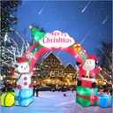 12.5FT Christmas Inflatables Archway, Inflatable Santa Claus and Snowman Sitting on Gift Boxes, Christmas Arch Blow Up Yard Decorations and LED Lights Built-in for Party Indoor, Outside, Garden, Lawn