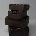 4 Pcs Scalloped Baskets with Handle 4 Size Wooden Countertop Storage Box Multipurpose Fruit Vegetable Crate Rectangular Decorative Serving Tray Organizer for Kitchen Bathroom Home Decor(Brown)