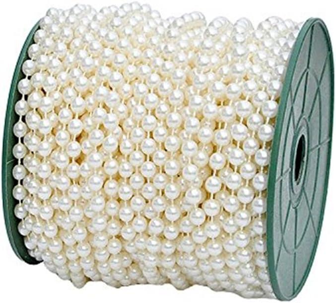 B&S FEEL 5mm Faux Pearl Beads Garland Pearl Bead Roll Strand for Wedding Party Decoration, 99 Feet Roll (Ivory)
