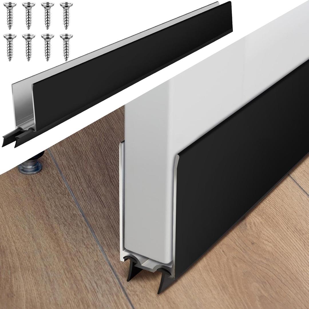 Pushglossy 1 Pack 1" x 32" Storm Door Sweep Replacement Bottom Sweep Aluminum Expander for 1" Thickness Security Storm Door Weatherstripping(Black)