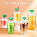 50PCS 16 oz Clear Plastic Cups with Lids and Colorful Straws, Round Bottom Disposable To Go Coffee Smoothie Juice Bubble Tea Cups, PET Party Cups for Holiday, Birthdays, Picnics, Christmas