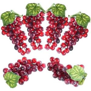YimeBand 6 Bunches Artificial Grapes, Fake Lifelike Fruit Plastic Grapes for Home Kitchen Pub Party Photography Props, Simulation Fruit Set, Party Chirstmas Decortion