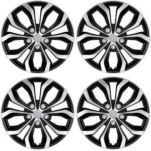 AutoBeeDen 4-Pack Universal Hubcaps Replacement R17 17 inch, Steel Wheel Rim Cover for Most Cars Trucks Sedans SUV, 17" 17 in Wheel Covers Hub Caps (Silver+Black Color)
