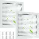 Gisafai 2 Pcs 26" x 26" Gable Vent Aluminum Alloy Wall Vents Shed Attic Vent with Screen Return Air Grill with Screws, for Ventilation Exterior Doors Wall House (White)