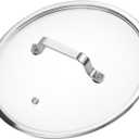LC LICTOP Tempered Glass Lid, Fit for 10 Inch Cookware, Universal Pot and Pan Cover Replacement - Dishwasher Safe, Oven Safe, Glass Cover with Stainless Steel Edge & Wide Strap Handle for Kitchen (Silver)
