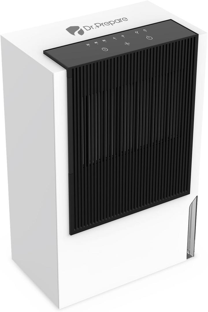 Dr. Prepare 101 oz (3L)/24H Dehumidifier with Drain Hose, 2 Working Modes with Timer, Ultra Quiet, Auto Shut Off, Portable for Home, Bathroom, Basement, RV, Office, Boat