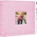 Small Photo Album 4x6 100 Pockets with Writing Space Linen Cover Picture Book Holds 4x6 Photos for Wedding, Baby, Family, Graduation (Pink)