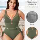 Popilush Tummy Control Swimsuits for Women - One Piece Shapewear Bathing Suit with Built-in Bra Mesh Slimming Swimsuit (Green, M)