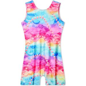 Nymphperi Girls Gymnastics Leotards Toddler Sleeveless Tank Biketards Tumbling Dance Unitards for Kids Class Training (8-9 Years, Pink Green)