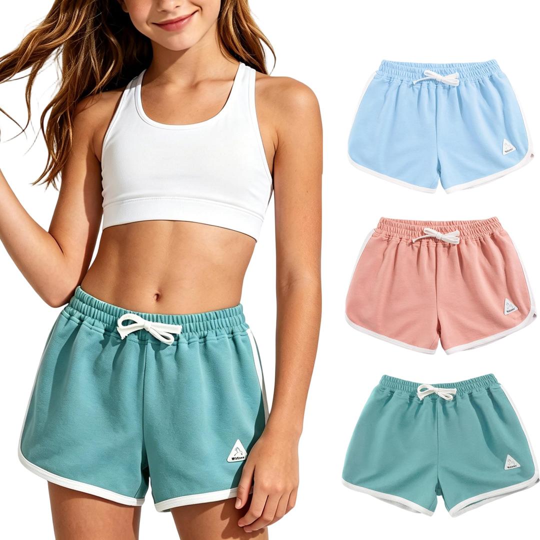 Girls' Active Dolphin Shorts 3 Packs for Kids Bike Running Summer Beach Sports (5-6)