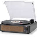 Record Player for Vinyl All-in-one Turntable with Speakers Belt-Driven Turn Table 3-Speed 3 Size 33 1/3 45 78 RPM BT Wireless Headphone AUX-in RCA LP Phonograph Auto Stop New Sleek Light Pale Purple