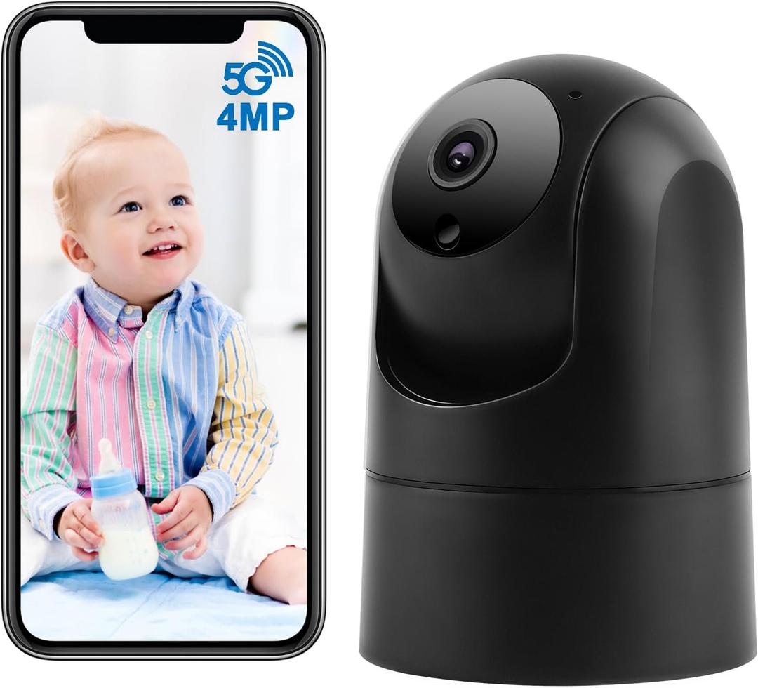 4MP Indoor Cameras for Home Security, 2.4/5G WiFi Baby/Dog Monitor with Phone APP, Auto Tracking, Human Motion Detection, Night Vision, 2 Way Audio, IP Camera Work with Alexa & Google Home (Black)